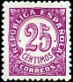 Spain 1938 Numbers 25 CTS Pinkish Lilac Edifil 749